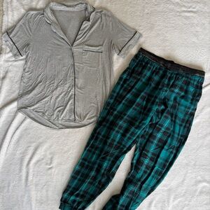 Victoria's Secret Gray and Green Plaid Set